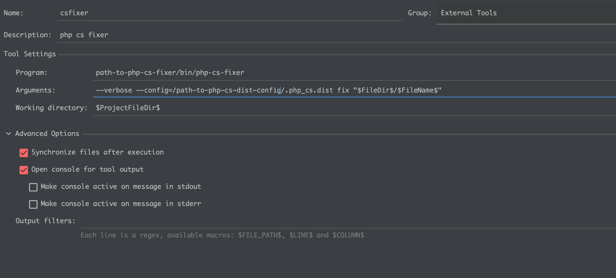 Set up php-cs-fixer in PHPStorm